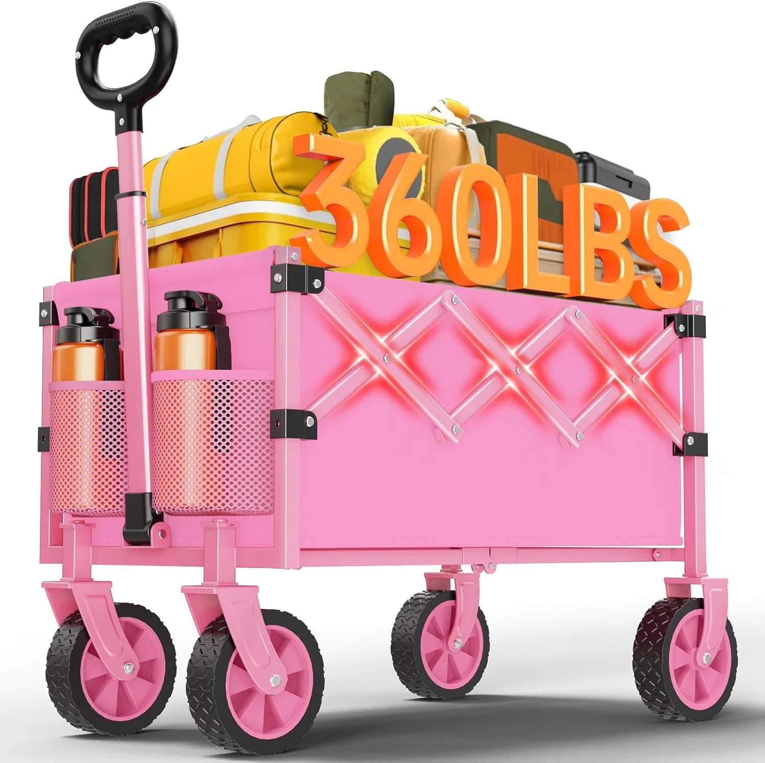 Wagons Carts Foldable, 360LBS Folding Heavy Duty Wagon with Wheels