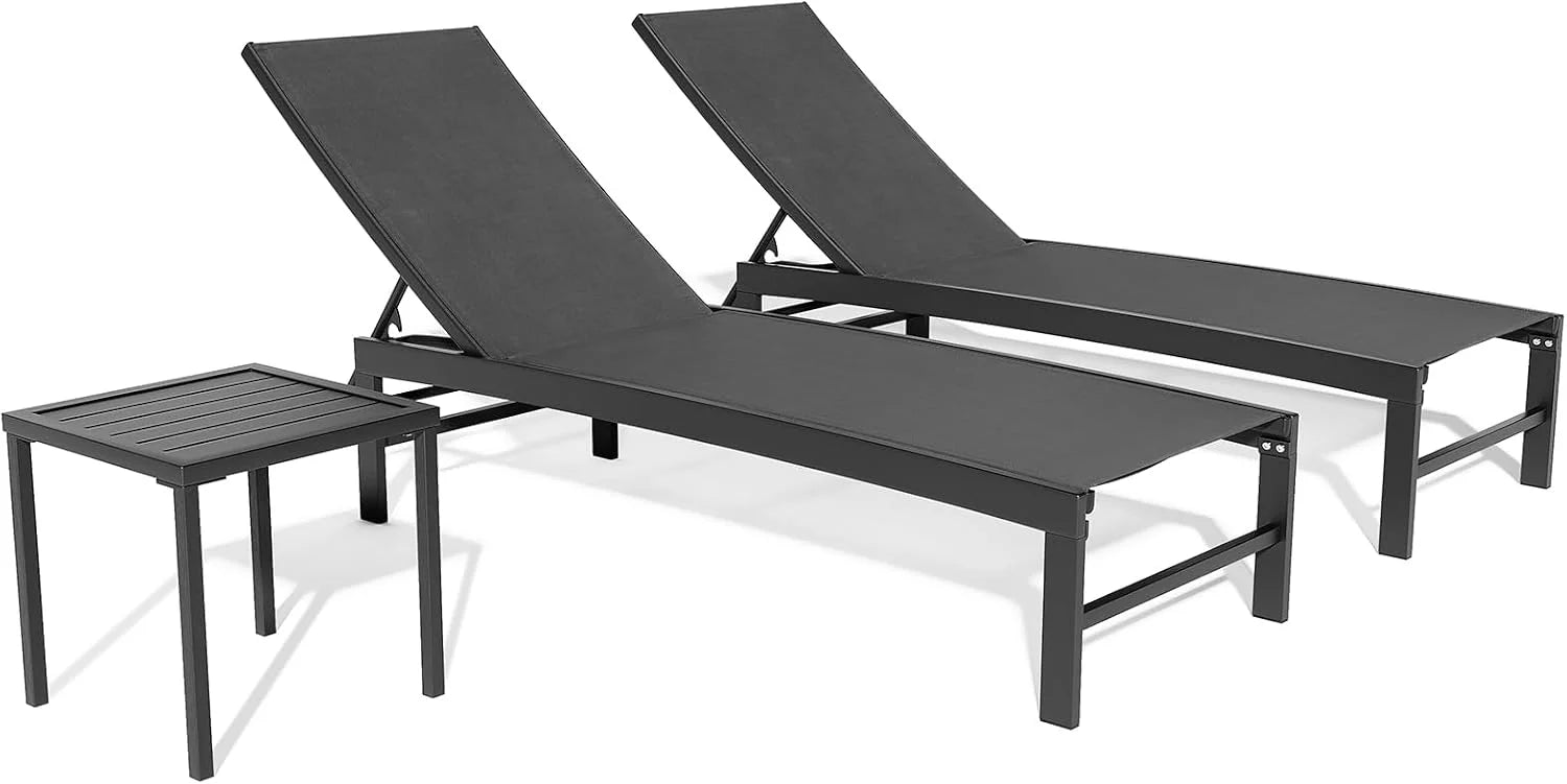 New Arrivals Products Lounge Chair Outdoor Set of 2, Metal Pool Chaise Lounge Chairs, Adjustable Five-Position Tanning - Image 16