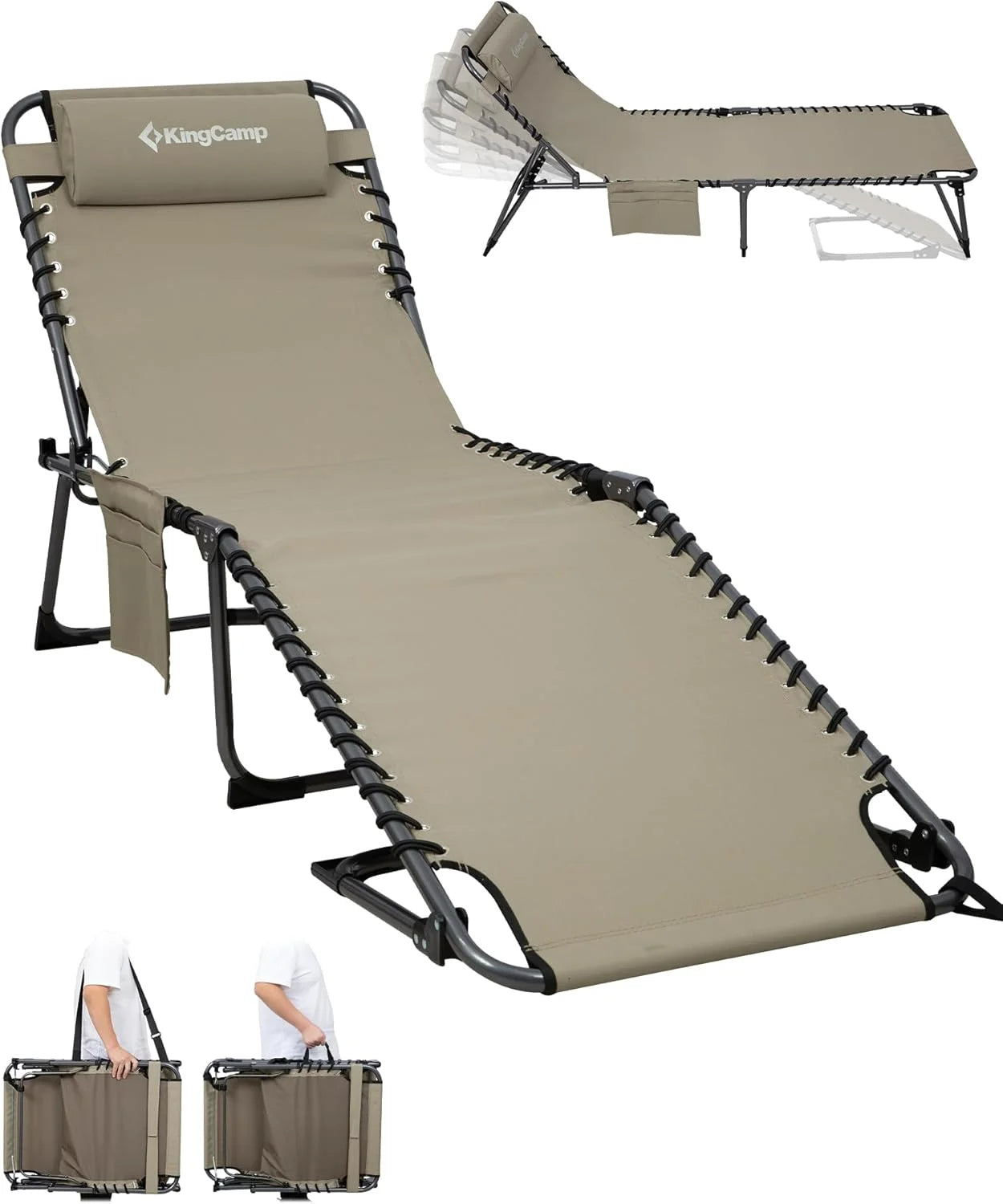 New Arrivals Lounge Chair with face Hole & Canopy Shade, 400LBS Folding Portable Tanning Chair with face Hole - Image 3