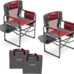 SUNNYFEEL Camping Directors Chair, Heavy Duty, Oversized Portable Folding Chair with Side Table bifanuoyard