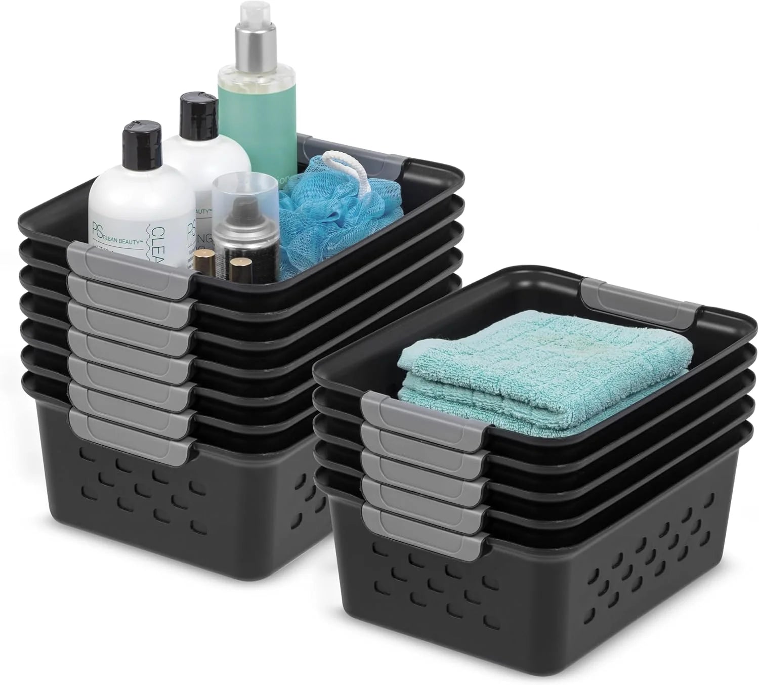 Small Plastic Storage Basket, Black, Organize pantry items, office supplies, crafts, accessories, and household bifanuoyard - Image 6