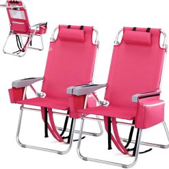Alternative view of New Arrivals Tall Beach Chair 2 Pack Lightweight, Backpack Beach Chair for Adults with 5-Position, Lightweight Folding Beach
