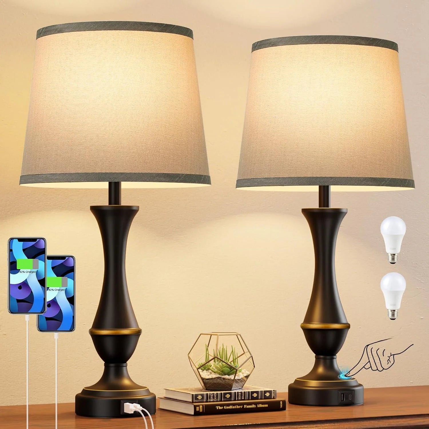 Seealle Touch Lamps for Nightstand, Dimmable, Bulb Included bifanuoyard - Image 10