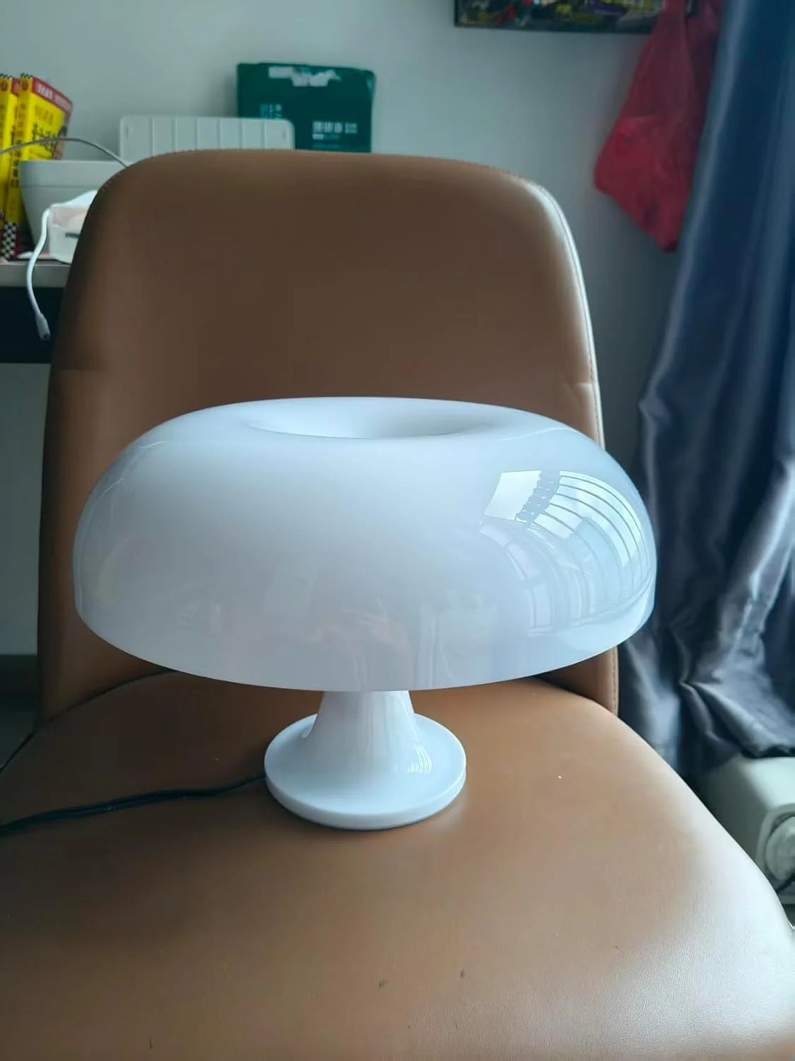 Anykonio Orange Mushroom Lamp, Bulb Included, Mid Century Modern Table Lamp for Bedroom bifanuoyard - Image 2