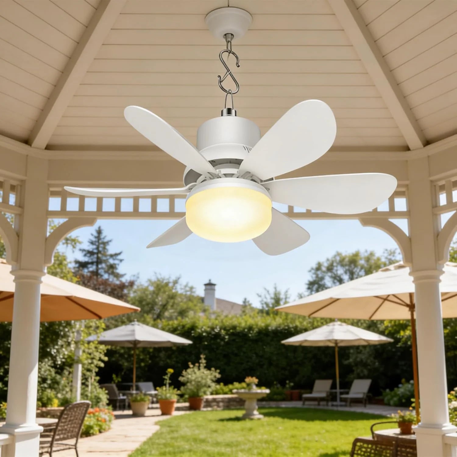 New Arrivals Fan for Gazebo with Light, 18000mAh Rechargeable Solar Powered Patio Ceiling Fan with Remote - Image 8