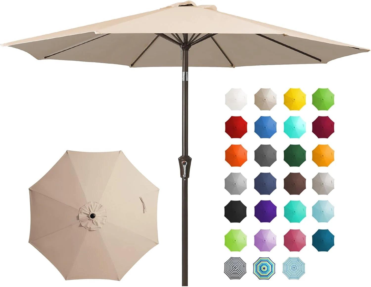 New Arrivals 9FT Outdoor Patio Umbrella, Market Umbrella, Beige - Image 5
