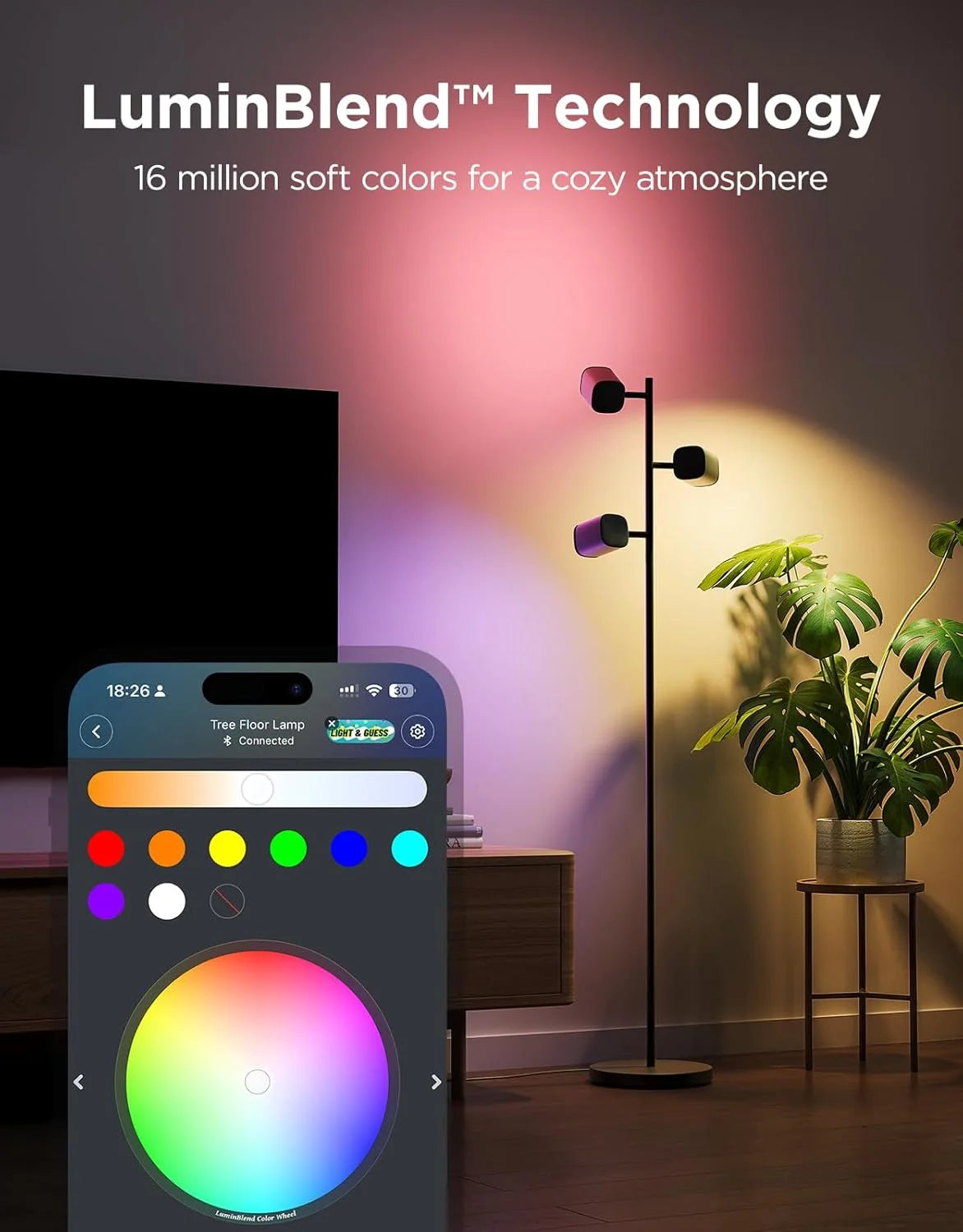 New Arrivals Tree Floor Lamp with 3 Rotatable Lights - Image 3