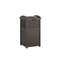 Suncast 33 Gallon Commercial Outdoor Trashcan Hideaway with Lid for 30 to 33 Gallon Trash Bags for Garage, Backyard bifanuoyard