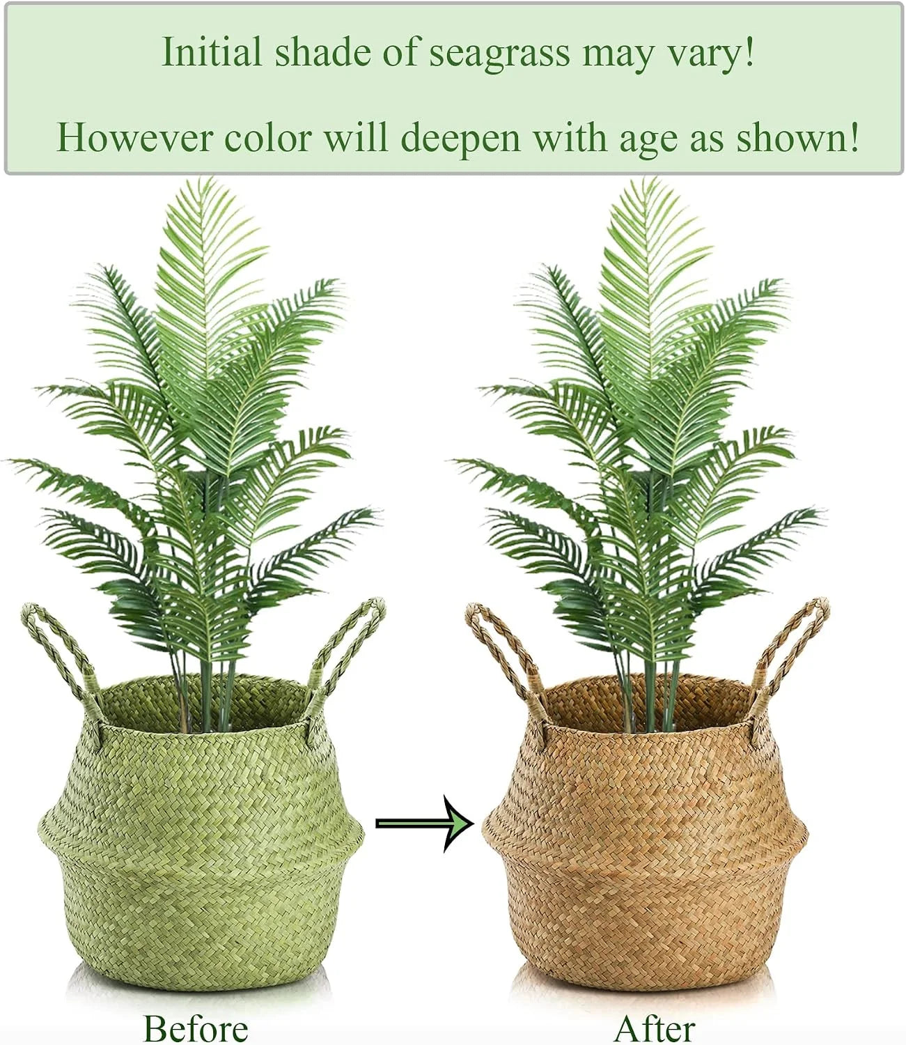 Woven Seagrass Plant Basket with Handles, Ideal Wicker Baskets Storage Plant Pot Baskets for Laundry - Image 4