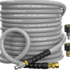 Alternative view of 3/8 Pressure Washer Hose 50FT 4800 PSI, Kink Resistant Steel Braided Layer & NonMarking Rubber for Hot/Cold
