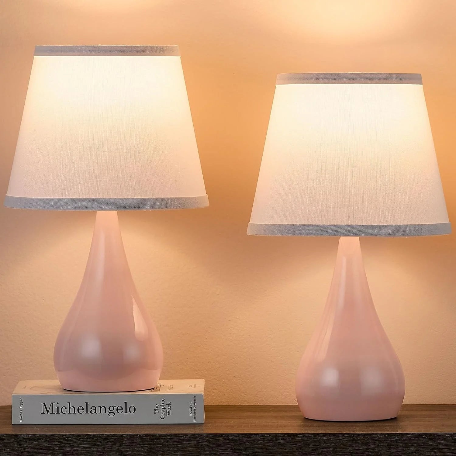 18.1” Small Modern Touch Lamps for Nightstand Set of 2 with 3 Way Dimmable, Bulb Included - Image 5