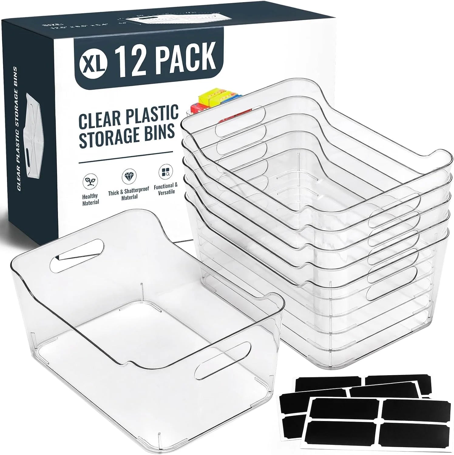 New Arrivals Clear Plastic Storage Bins, Kitchen Cabinet Pantry Organizer Bins, Crystal-clear, Thicker - Image 4