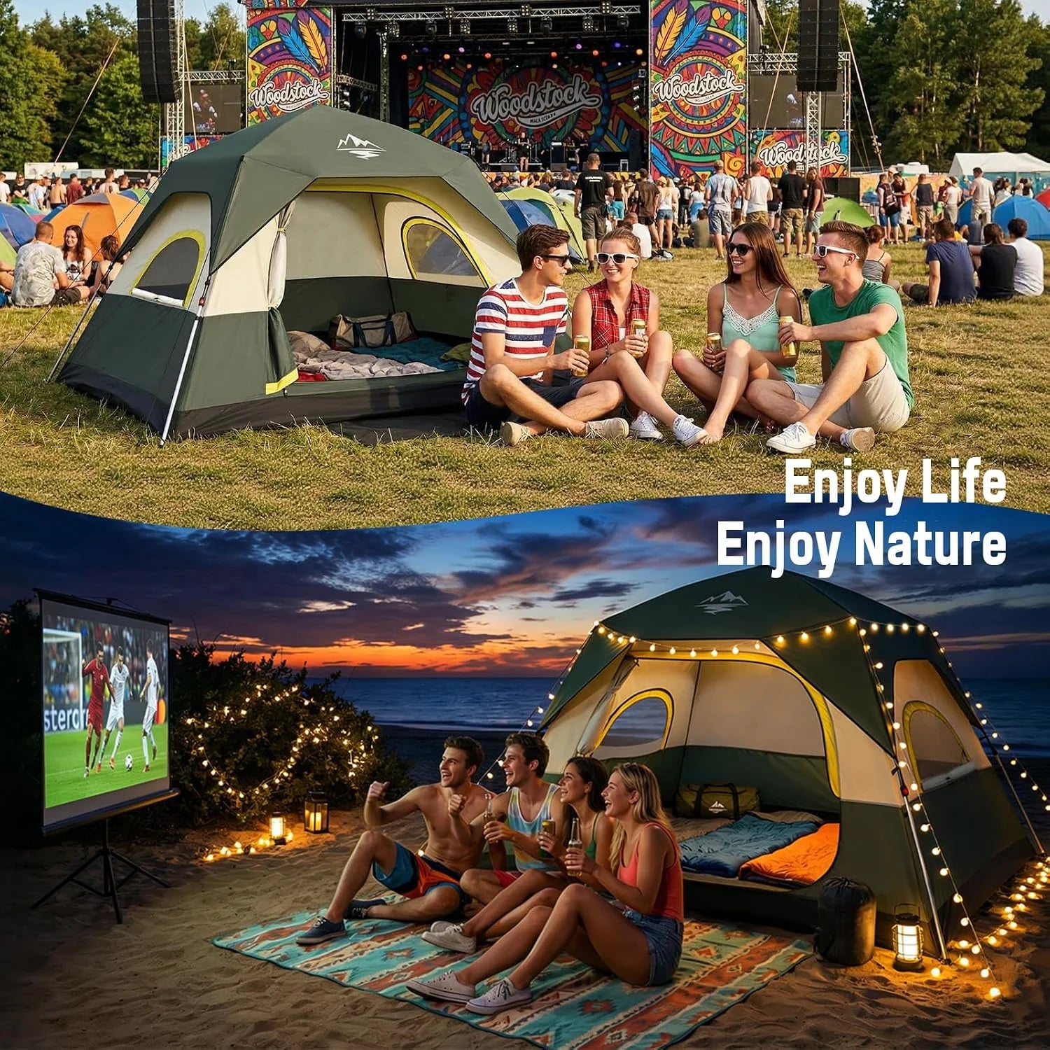 4 Person Instant Tents for Camping Setup in 50s, Cabin Tent with Rainfly, Waterproof Windproof Camping Tent bifanuoyard - Image 8