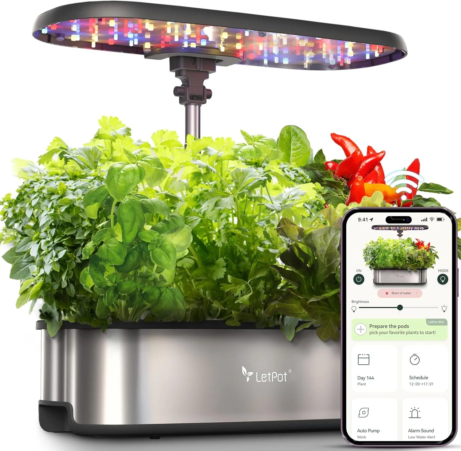 New Arrivals LPH-SE Hydroponics Growing System, 12 Pods Smart Herb Garden Kit Indoor, with 24W Growing LED, 5.5L Water Tank