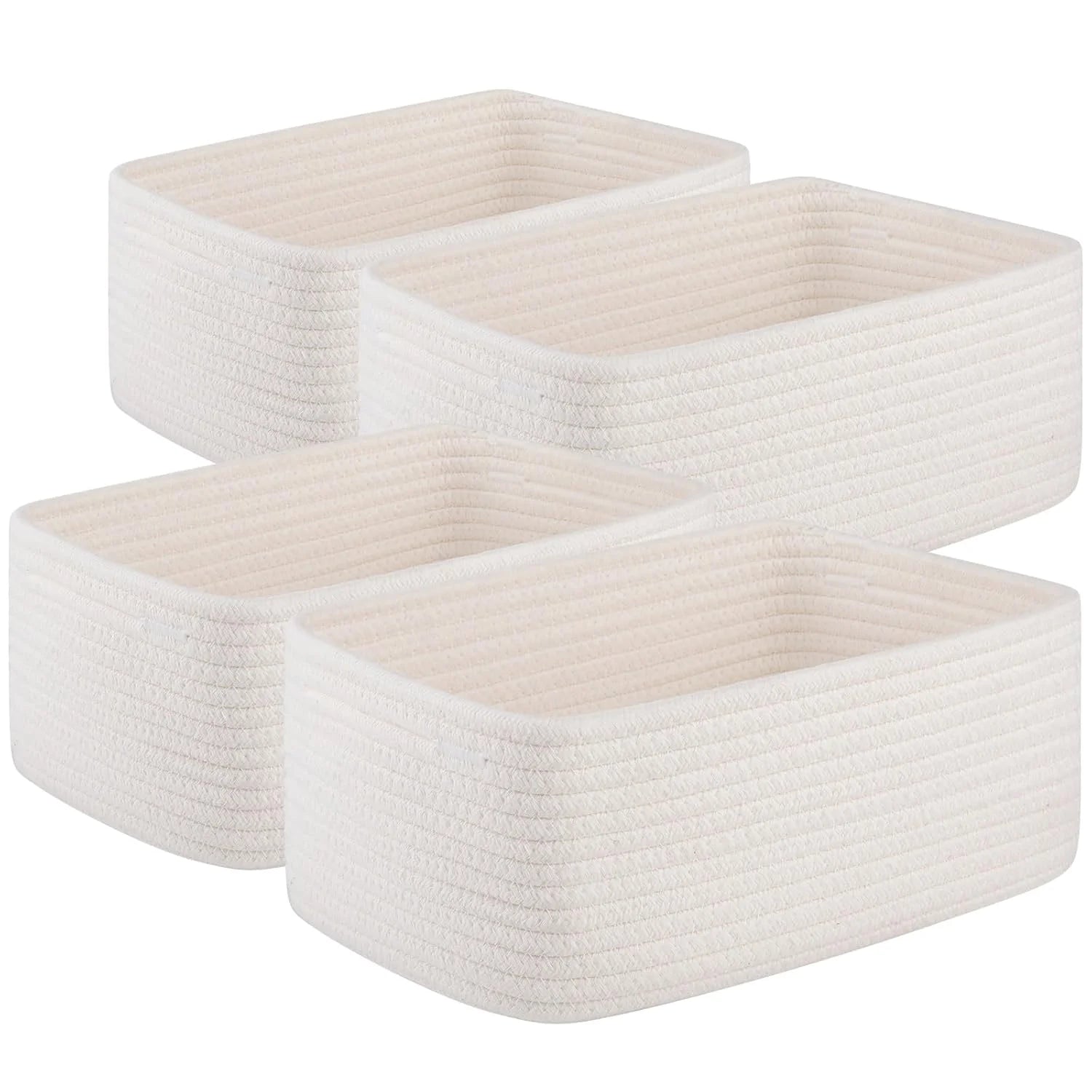 New Arrivals Small Storage Shelf Organizing Baskets, Mini Woven Rope Storage Bins for Towels, Cute Decorative Closet - Image 4