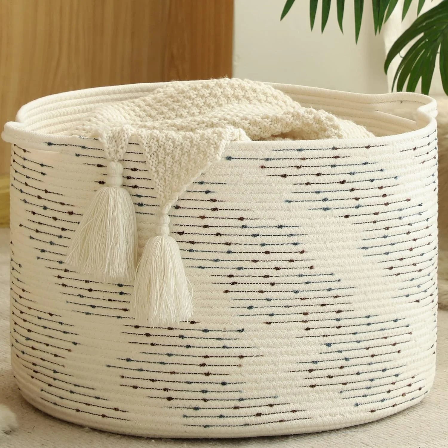 Large Blanket Basket with Handles, Storage Basket for Living Room, Extra Large Capacity, Blanket Storage, Laundry bifanuoyard - Image 26