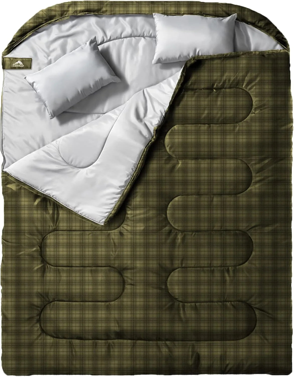 MEREZA Double Sleeping Bag for Adults Mens with Pillow, XL Queen Size Two Person Sleeping Bag for All Season Camping bifanuoyard - Image 7