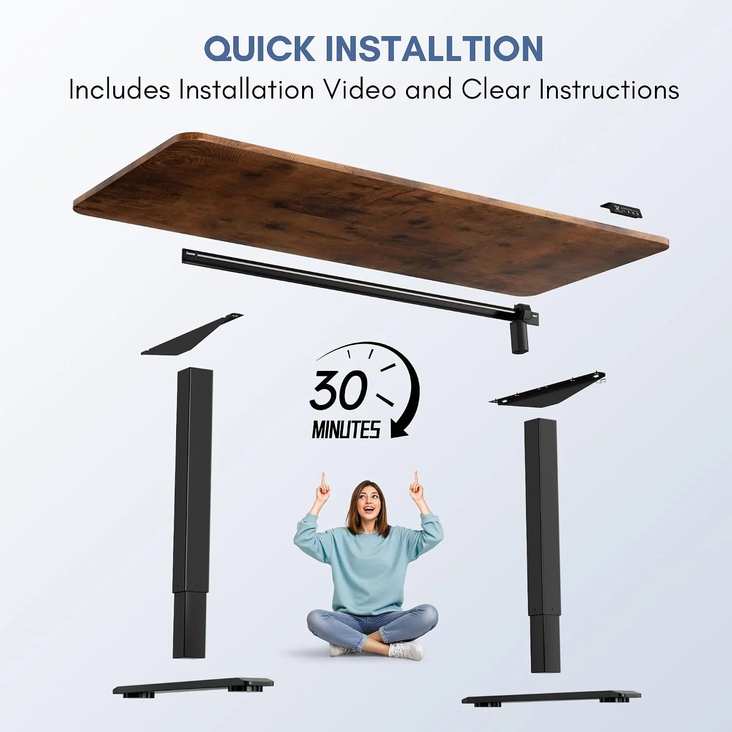 New Arrivals 55 x 24 Inches Electric Height Adjustable Standing Desk Large Sit Stand Up Desk Home Office Computer Desk Memory - Image 70