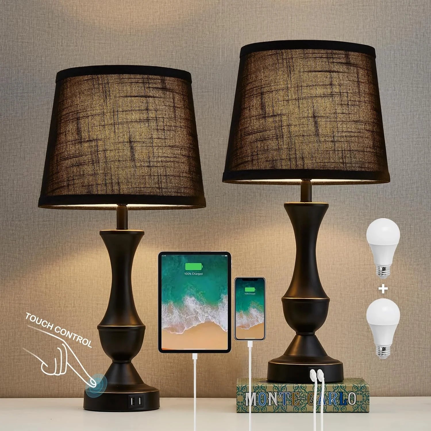 Luvkczc Table Lamp Set of 2, 19 Farmhouse Vintage Bedside Lamps for Living Room & Bedroom bifanuoyard - Image 13