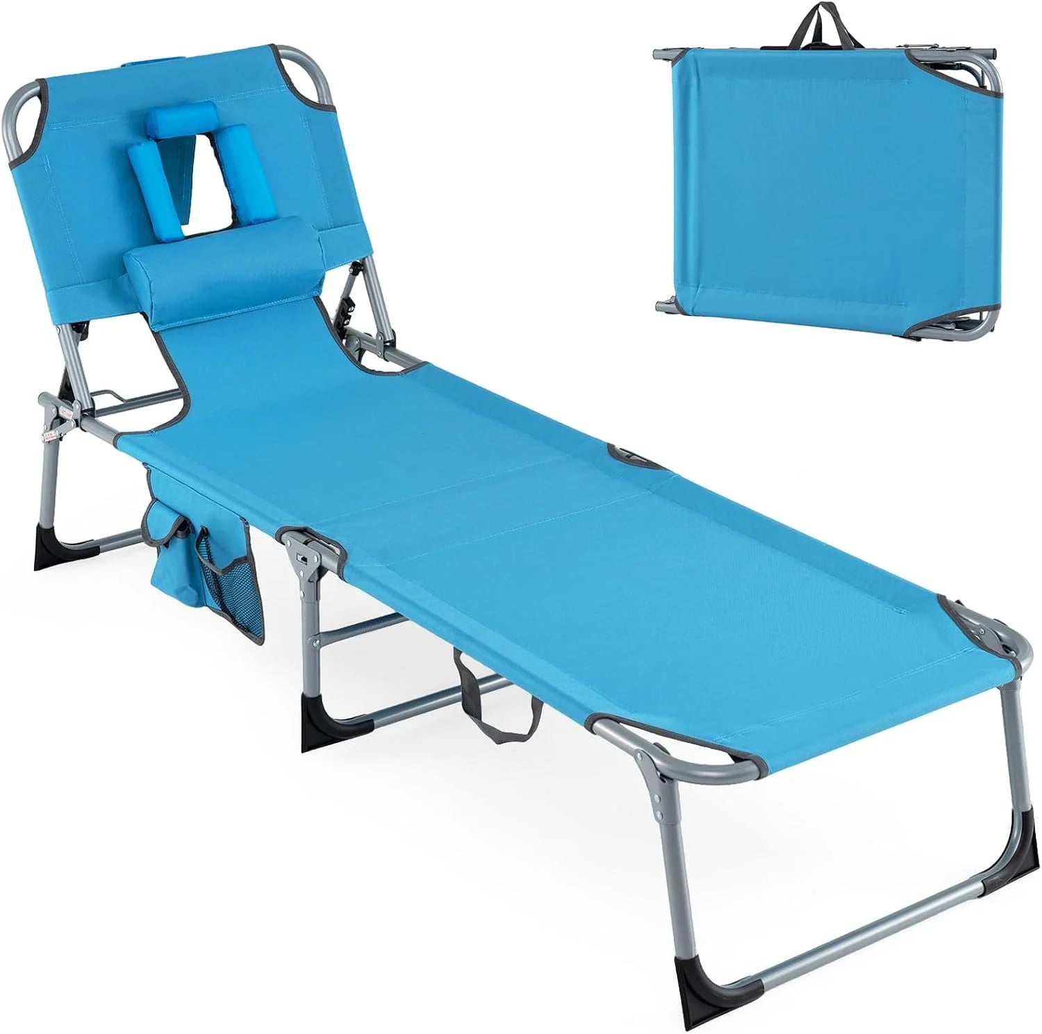 New Arrivals Tanning Chair, Folding Adjustable Patio Lounge Chair with Face Hole, 330LBS, Lightweight Portable Beach Lounge