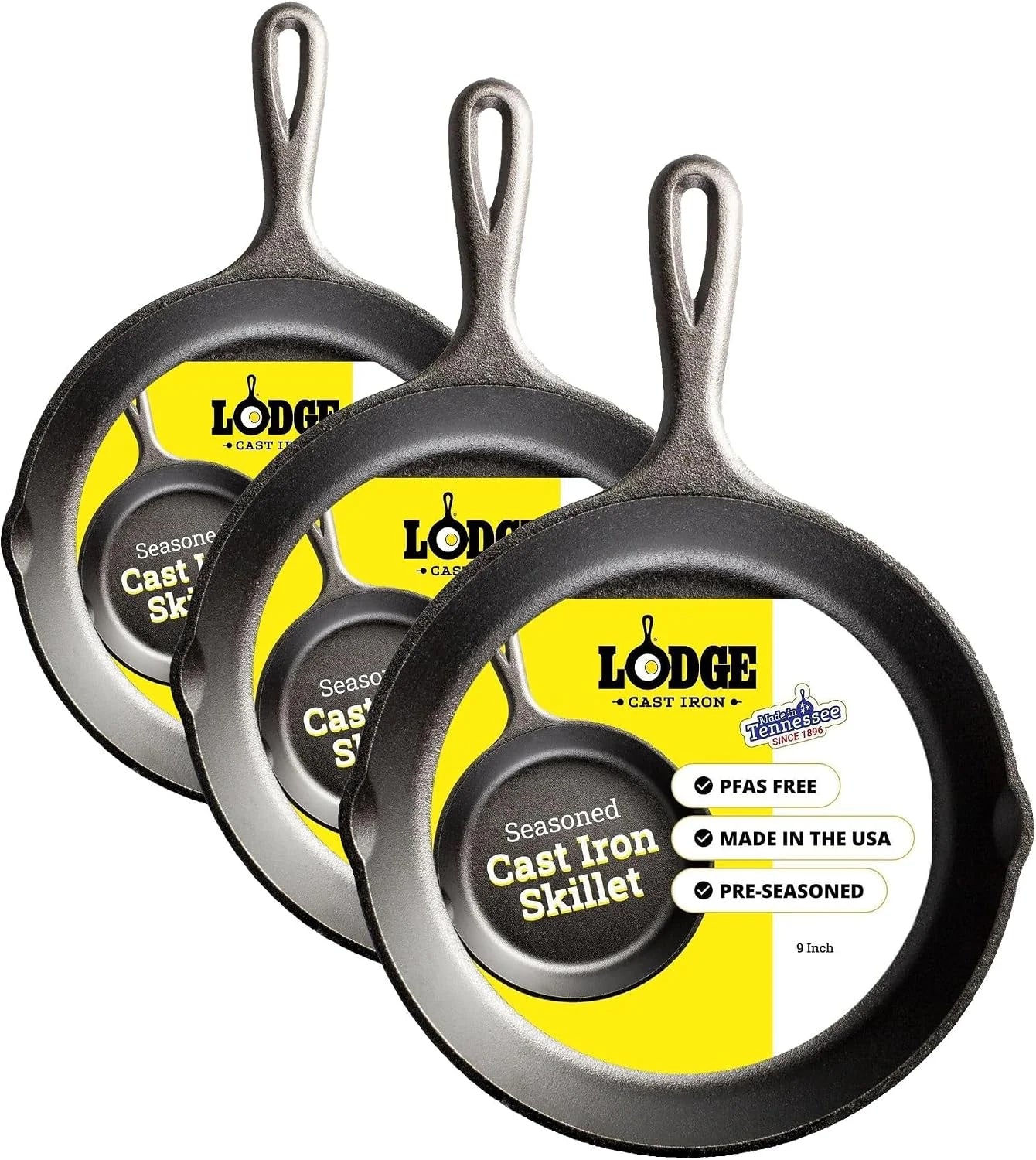 New Arrivals Seasoned Cast Iron Skillet Set 8, 10.25 & 12 Inches - Image 7