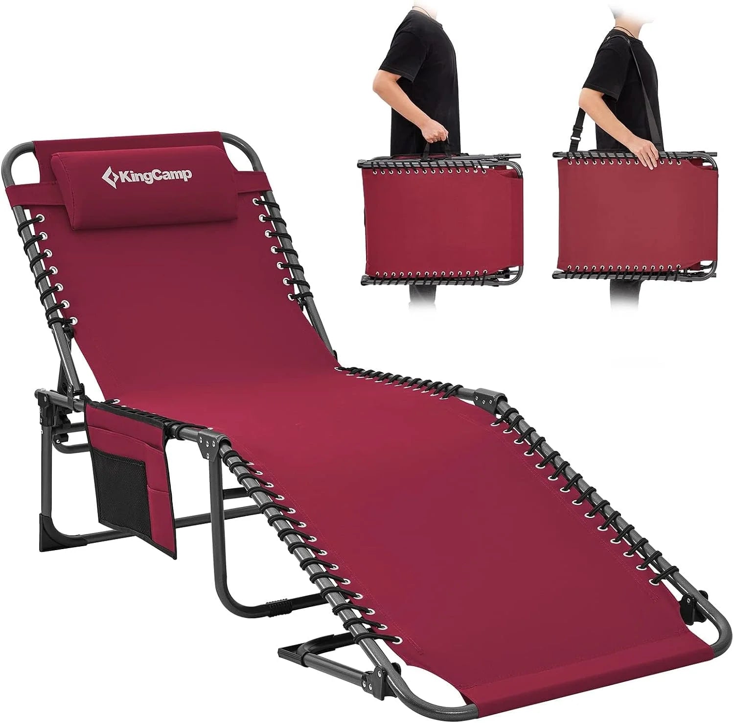 New Arrivals Lounge Chair with face Hole & Canopy Shade, 400LBS Folding Portable Tanning Chair with face Hole - Image 4
