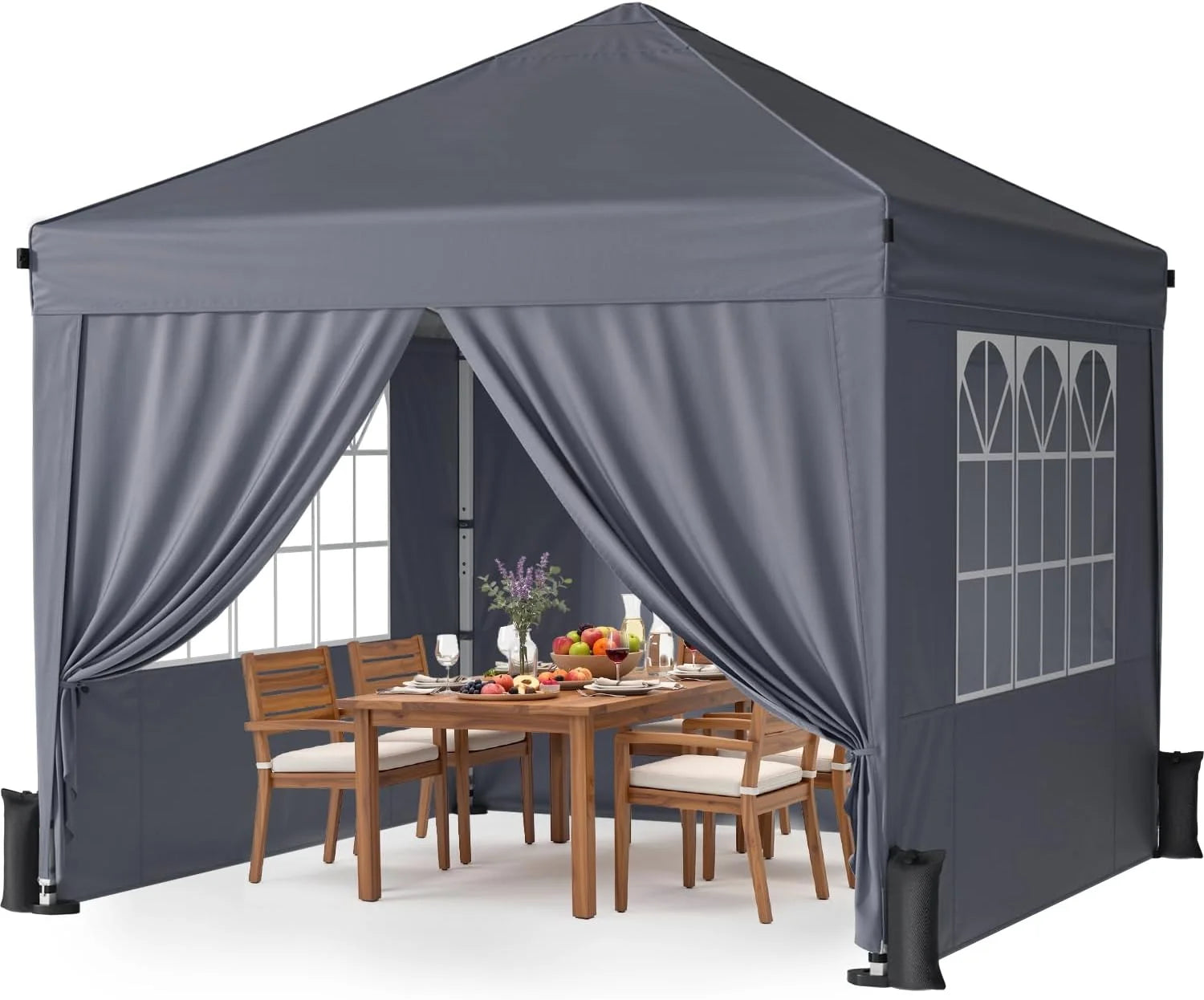 Vinabilia 10x10 Pop Up Canopy Tent with One-Push Center Lock,White - Image 3
