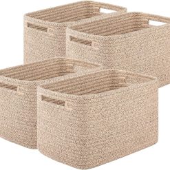 4Packs Natural Cotton Rope Storage Baskets for Organizing Toys, Clothes, Towels & Books, Soft Versatile Organizers bifanuoyard