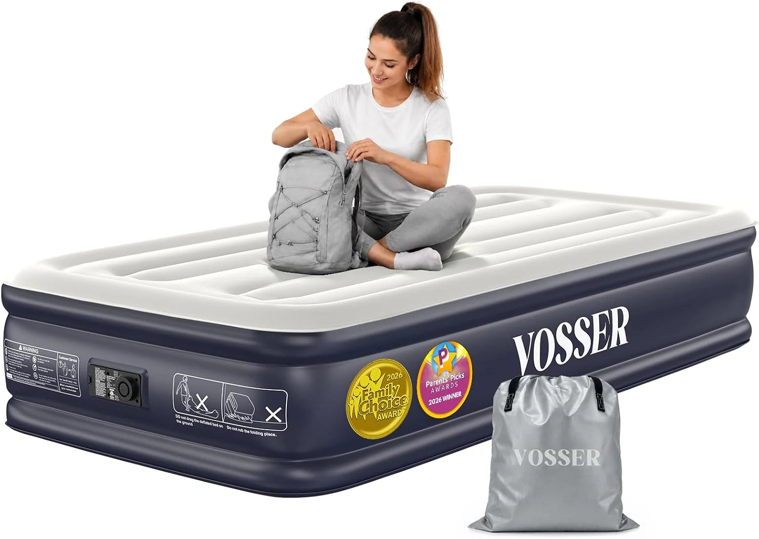 New Arrivals Air Mattress Queen with Built-in Pump, 18 Raised Inflatable Blow Up Mattress, Upgraded Heavy Duty Portable Air - Image 8