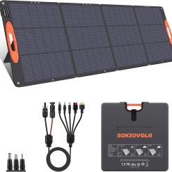 SOKIOVOLA N-Type 16BB 220W Portable Solar Panel for EF/Jackery/Bluetti/Anker Power Station, IP68 Waterproof Foldable bifanuoyard