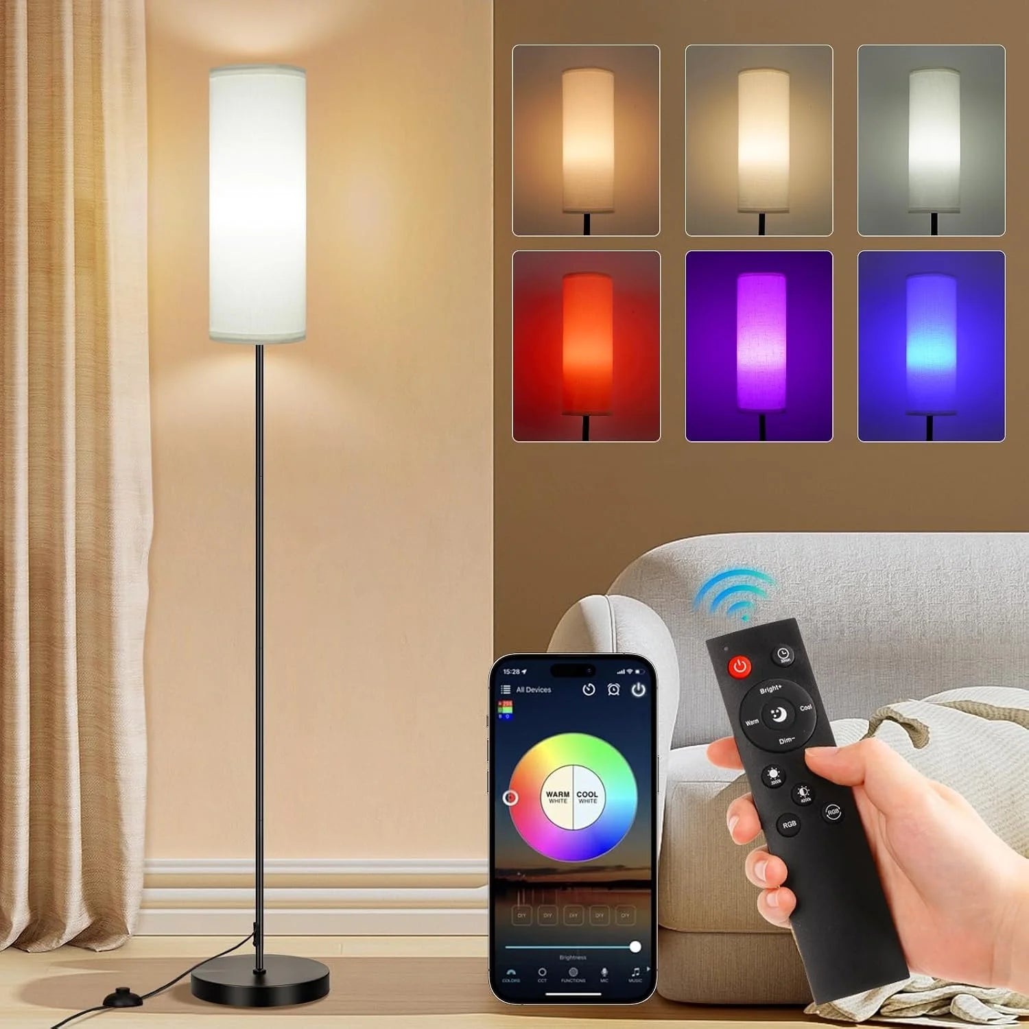 FRIDEKO HOME 2 Pack Floor Lamp, Dimmable, Modern Floor Lamp with Remote bifanuoyard - Image 2