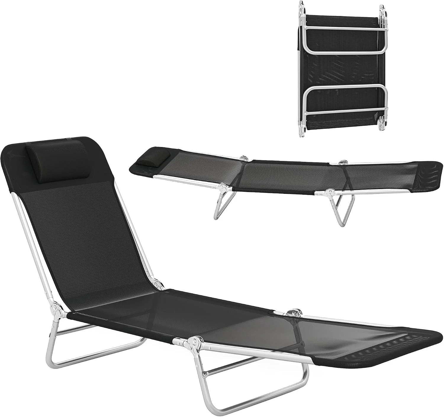 Outsunny Folding Chaise Lounge Chair, Pool Sun Tanning Chair bifanuoyard - Image 4
