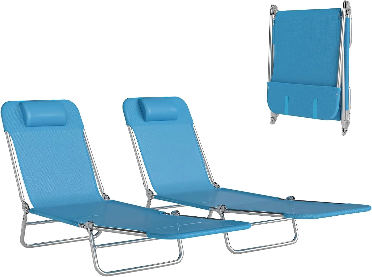 Outsunny Folding Chaise Lounge Chair, Pool Sun Tanning Chair bifanuoyard - Image 3