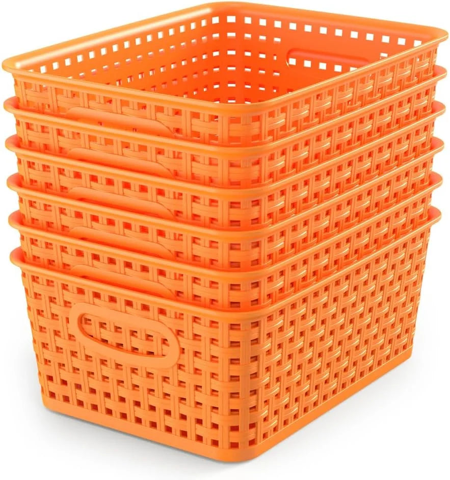 New Arrivals Organizer Baskets, Grey 6-Pack Plastic Woven Baskets, 10.1 x 7.55 x 4.1 - Image 10
