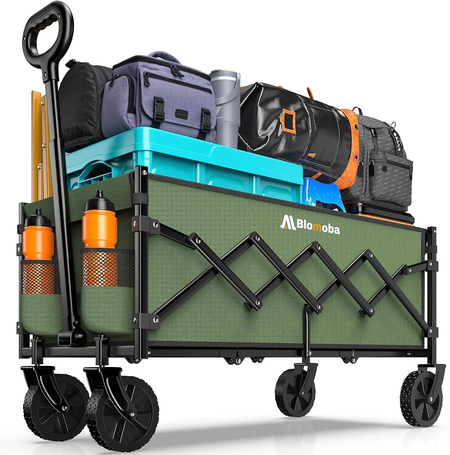 Blomoba 35 Extra Long Folding Wagon with Adjustable Handle & Wheels, Black - Image 4