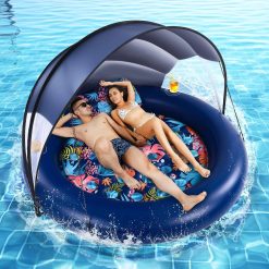 Alternative view of 2-Person Pool Floats Adult Heavy Duty, Giant 75X75 Inflatable Tanning Pool Mats with Cup Holders bifanuoyard