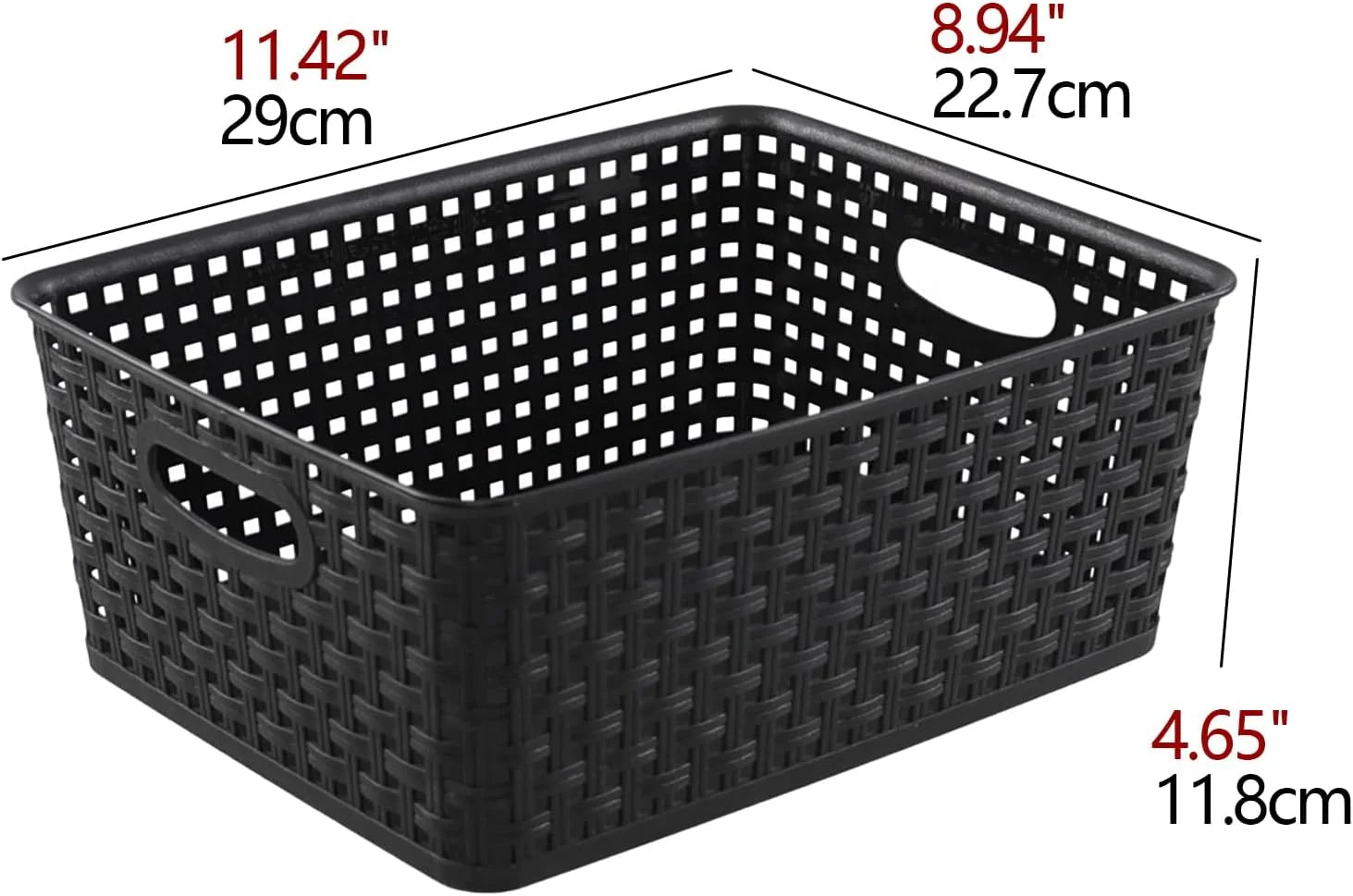 New Arrivals Weave Storage Baskets, Plastic Shelf Basket Bins, Black, 4 Packs - Image 3