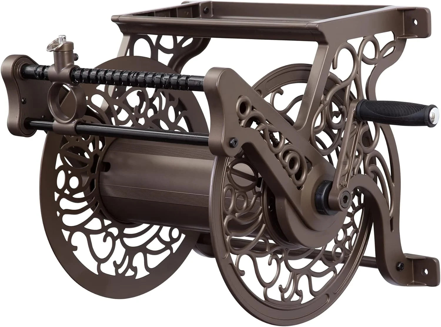 New Arrivals Liberty GARDEN 704 Decorative Cast Aluminum Wall Mount Garden Hose Reel, Holds 125-Feet of 5/8-Inch Hose " Bronze bifanuoyard - Image 2