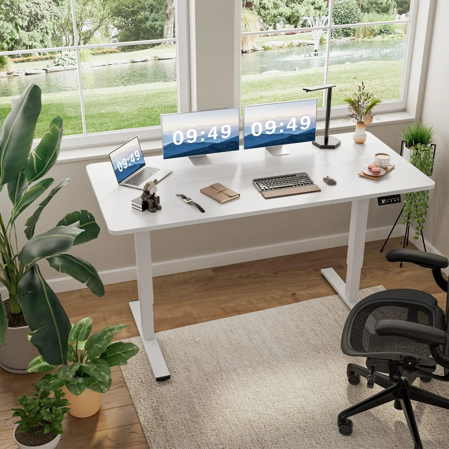 New Arrivals 55 x 24 Inches Electric Height Adjustable Standing Desk Large Sit Stand Up Desk Home Office Computer Desk Memory - Image 87