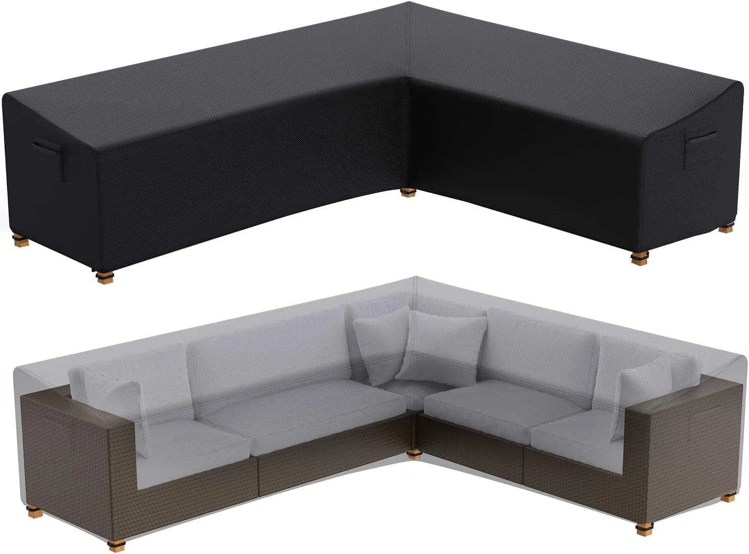 Mrrihand Patio Furniture Covers, Waterproof Outdoor V-Shaped Sectional Sofa Cover, Heavy Duty Lawn Outdoor Couch Covers