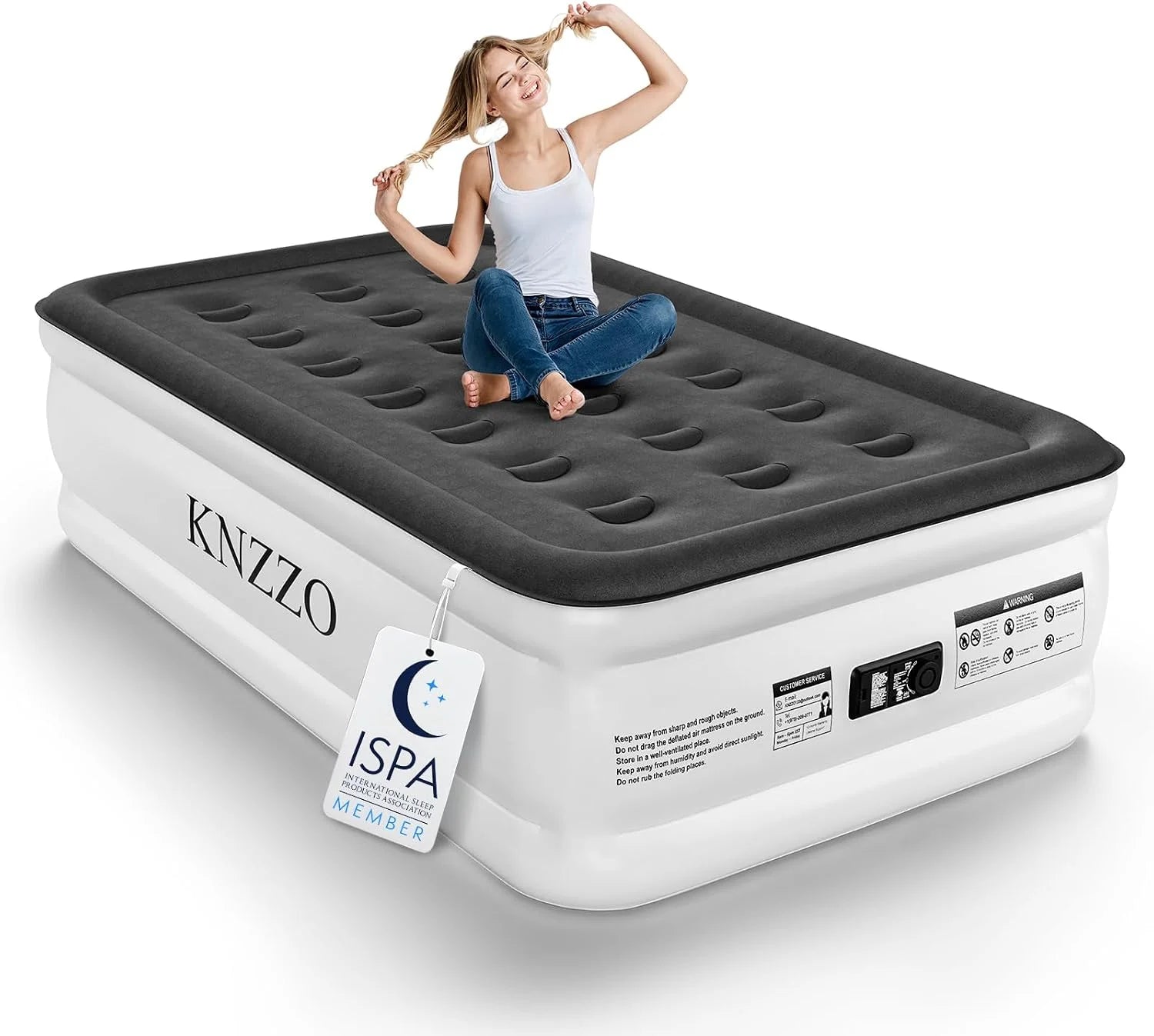 New Arrivals Twin Air Mattress with Built-in Pump, 18 Top Inflatable Mattress with Waterproof Flocking Fabric - Image 7