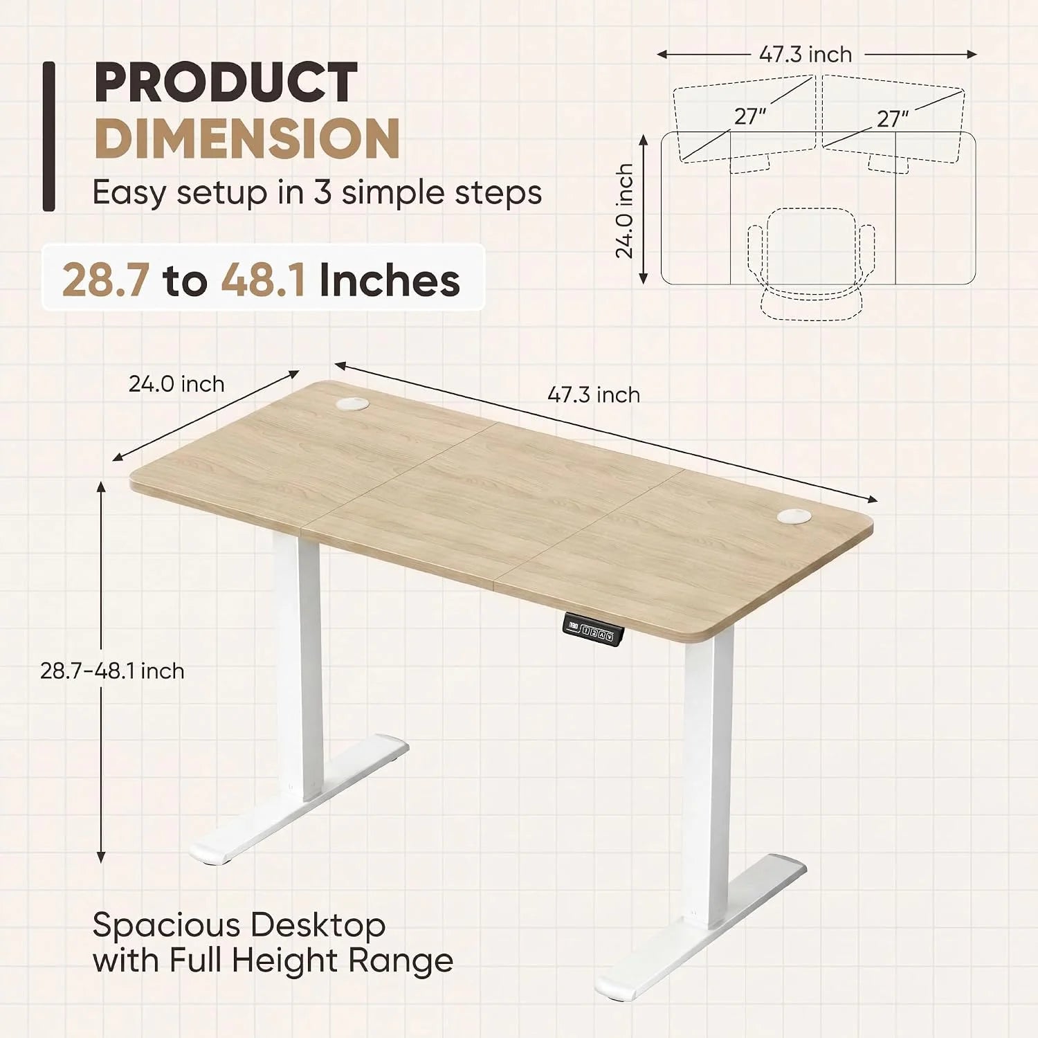 New Arrivals 55 x 24 Inches Electric Height Adjustable Standing Desk Large Sit Stand Up Desk Home Office Computer Desk Memory - Image 30