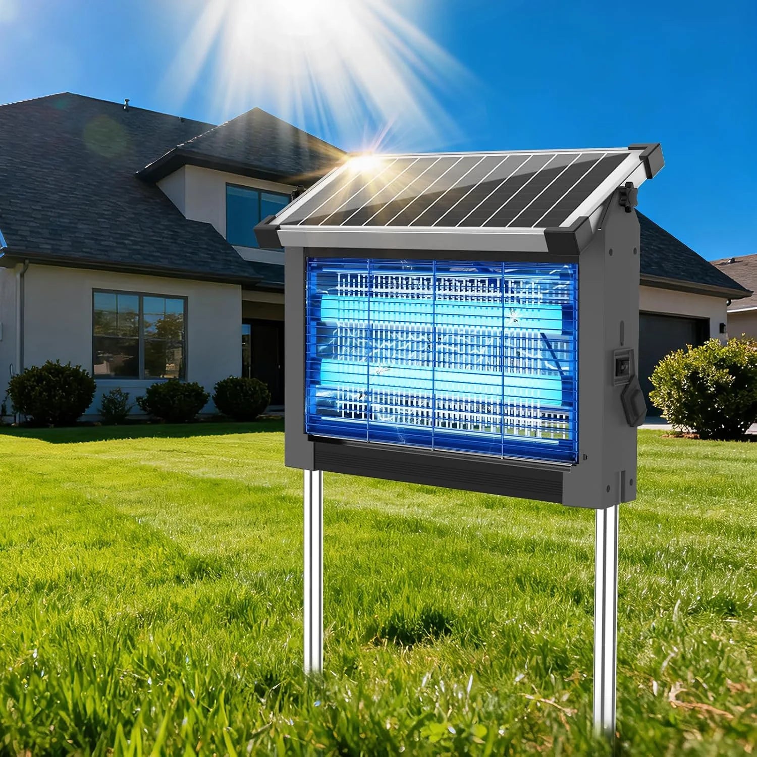New Arrivals Solar Bug Zapper Outdoor, 4500V Mosquito Zapper Fly Trap for Patio, 10W Solar Panel, IPX5 Waterproof - Image 7