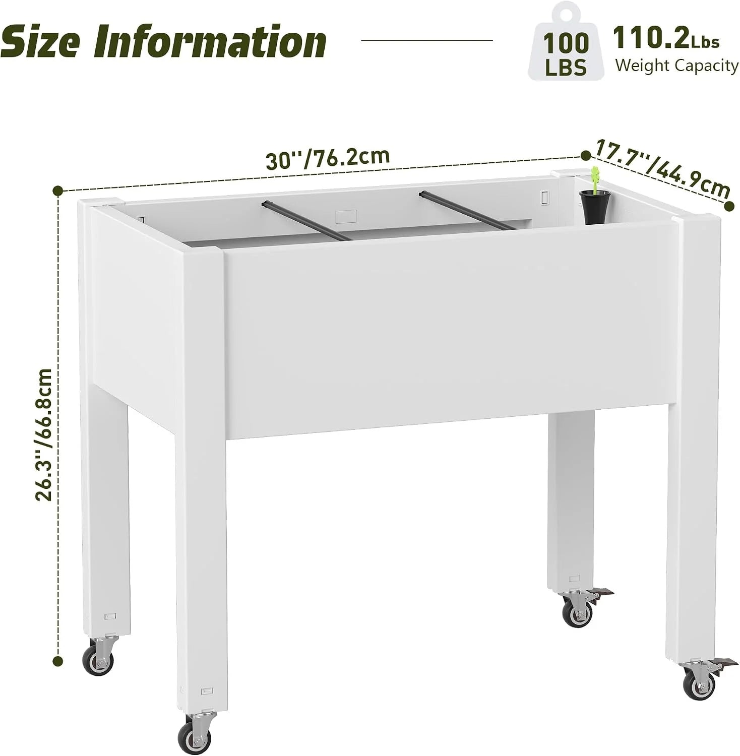 New Arrivals Elevated Planter Box with Lockable Wheels - Image 3