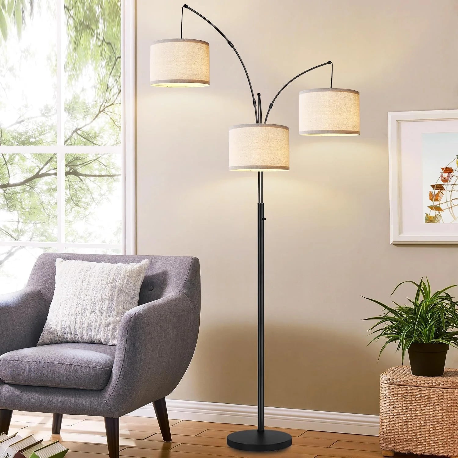 Nintiue 80-in 3-Light Dimmable Arc Floor Lamp, 3000LM bifanuoyard - Image 11