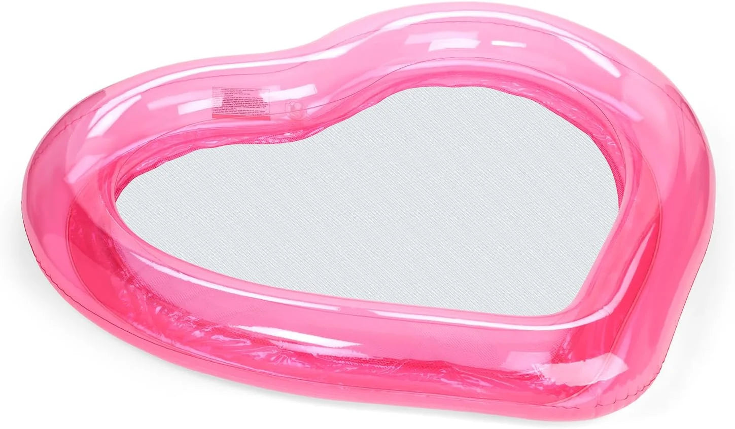 New Arrivals Original Clear Heart Water Hammock with Mesh Pool Float for Summer Pool Parties - Image 2