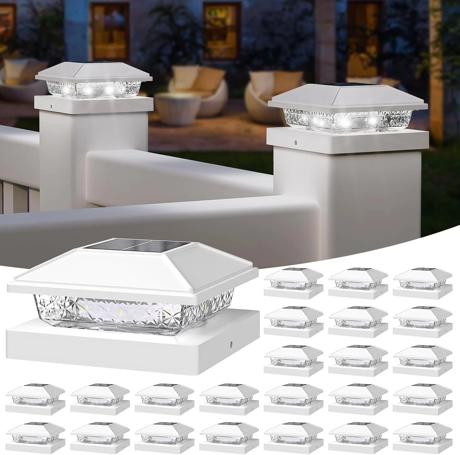 New Arrivals Solar Post Cap Lights, 4x4 Post Solar Light Cool White, White 12 Pack " For Home Projects - Image 14