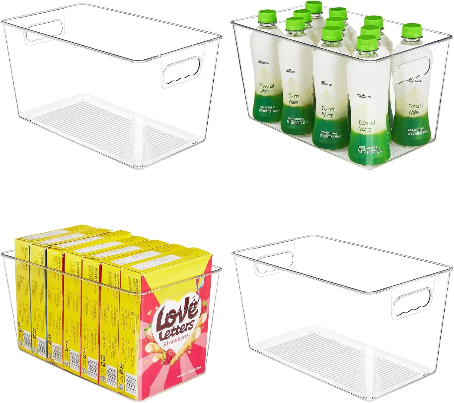 6 Pack Clear Storage Bins, Pantry Organizer Bins with Handle, Large, BPA-free Plastic Bins, Pantry Storage bifanuoyard - Image 2