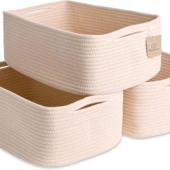 Alternative view of Woven Rope Baskets for Organizing, 3 Pack, 15.5 x 11 x 5.5 Storage Bins, Storage baskets and organizer bins for bifanuoyard
