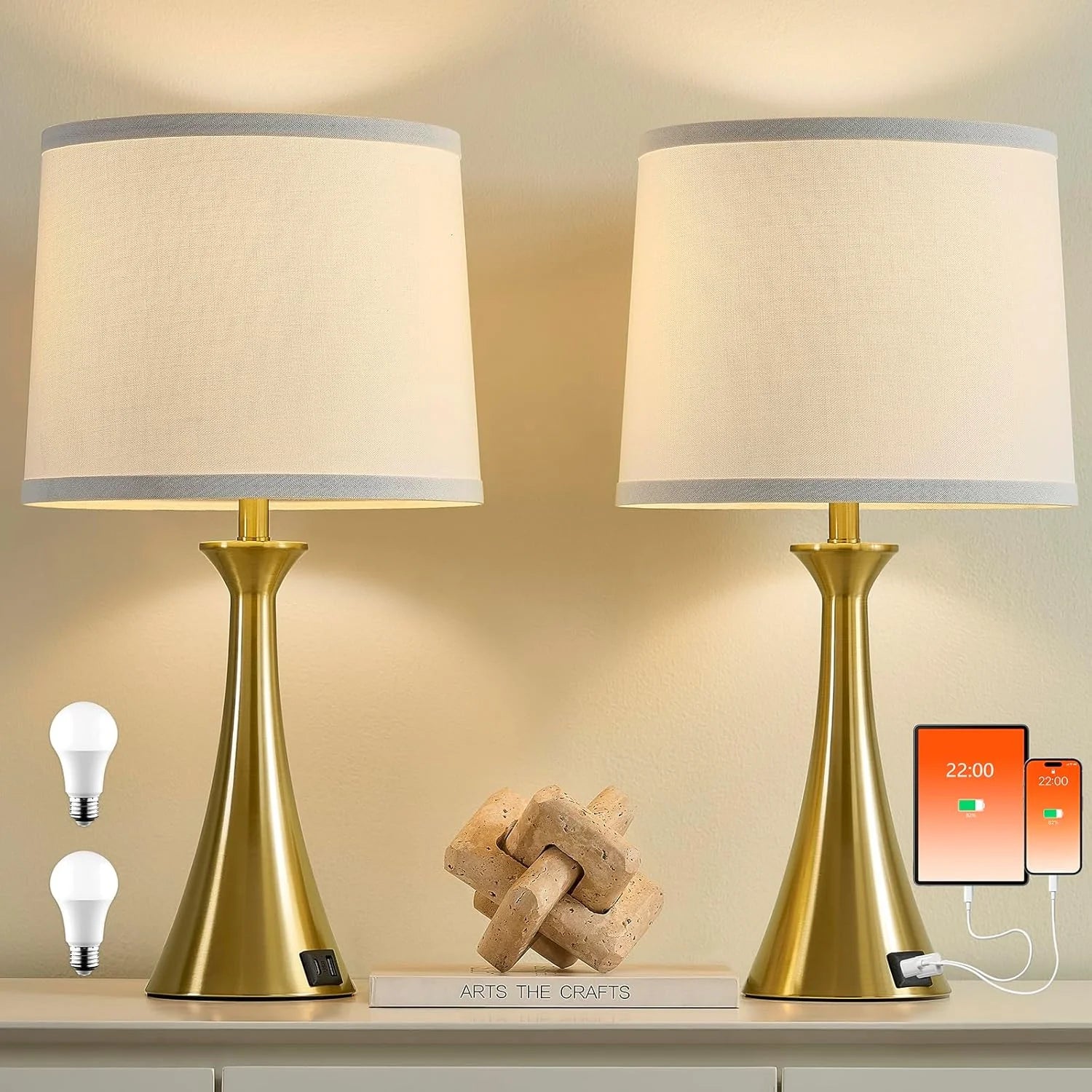 Hikczc Touch Lamp for Living Room Bedroom, Dimmable, Bulb Included bifanuoyard - Image 2